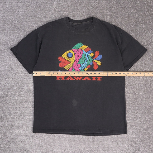 VTG 90s Hawaii Colorful Fish Single Stitch XL Black Short Sleeve T-Shirt - Picture 3 of 10